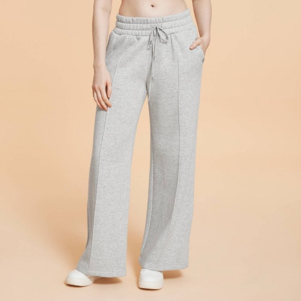 Blogilates Women's Travel Trouser High-Rise Wide Leg Sweatpants - Heathered